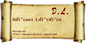 Décsei Lóránt névjegykártya