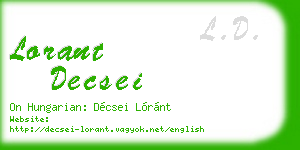 lorant decsei business card