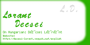 lorant decsei business card